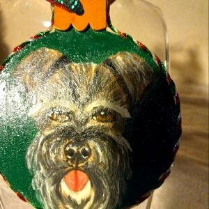 Handpainted,handmade  on wood mini schnauzer breed ornament with floppy ears.